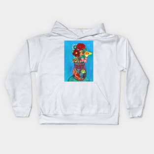 Mexican Flowers in a Mexican Vase, Flowers in a Vase Series Kids Hoodie